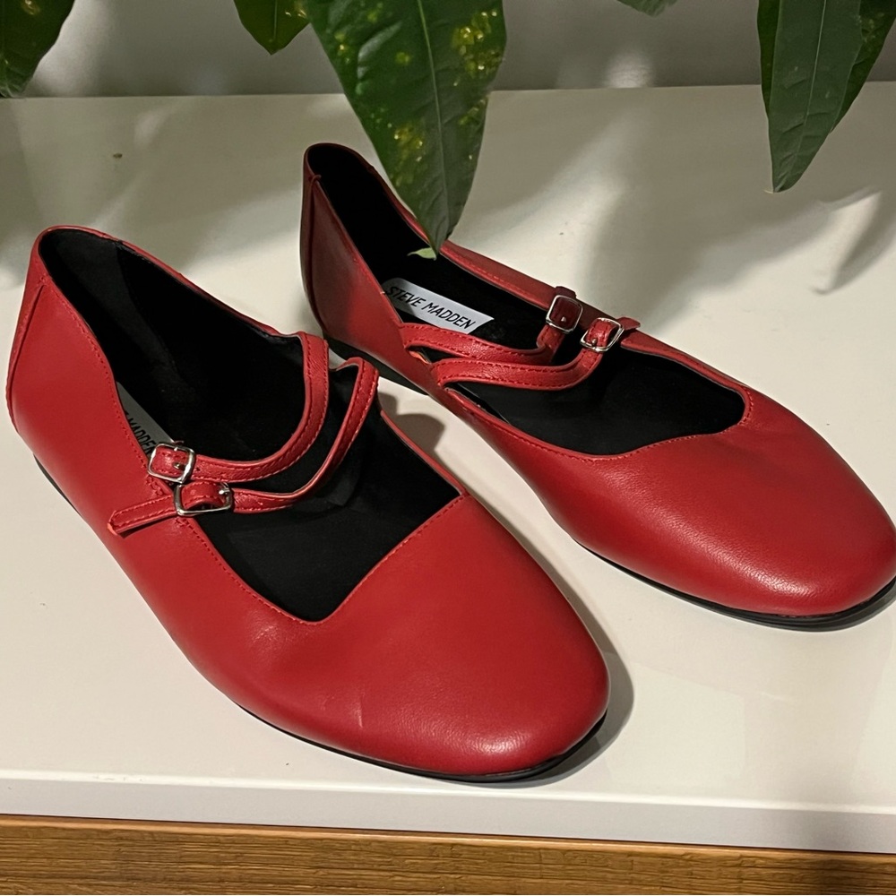 steve madden red alisah flats 9.5